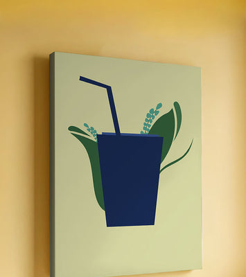 Modern cafe drink illustration with botanical elements