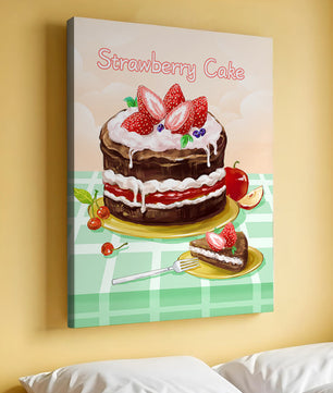 Delicioso pastel de chocolate y fresa con crema y frutas