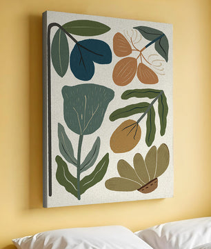Botanical illustration with earthy and muted colors