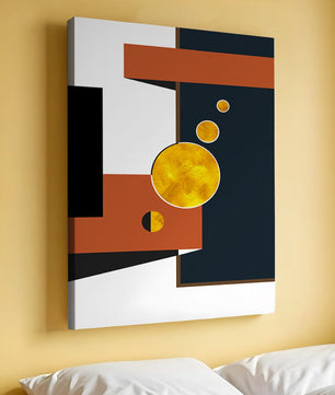 Abstract geometric artwork with golden circles and bold shapes - Mi tienda