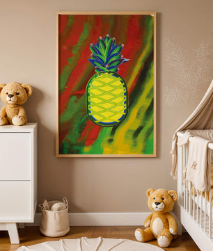 Piña abstracta colorida con fondo vibrante