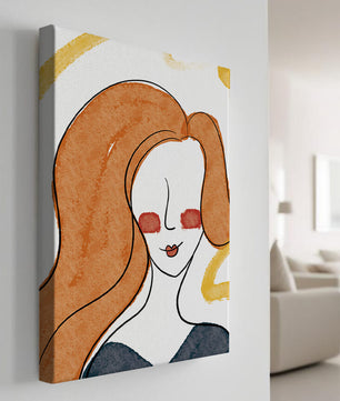Illustration Of A Woman With Red Hair And Minimalist Features - Mi tienda