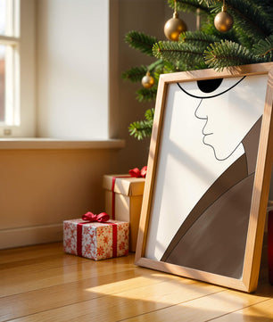 Abstract Portrait with Minimalist Lines and Brown Tones - Mi tienda