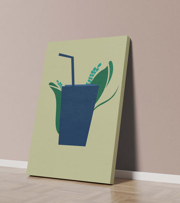 Modern cafe drink illustration with botanical elements