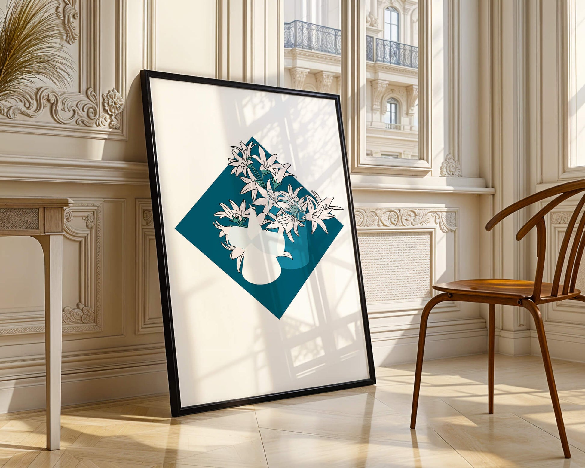 Modern Floral Design with Geometric Elements