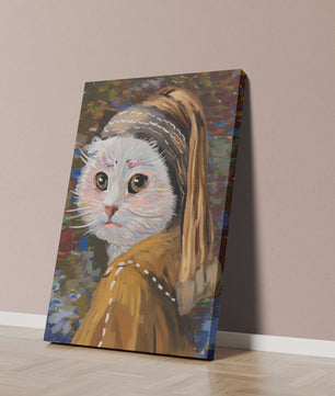 Retrato caprichoso de un gato en estilo clásico con pinceladas detalladas