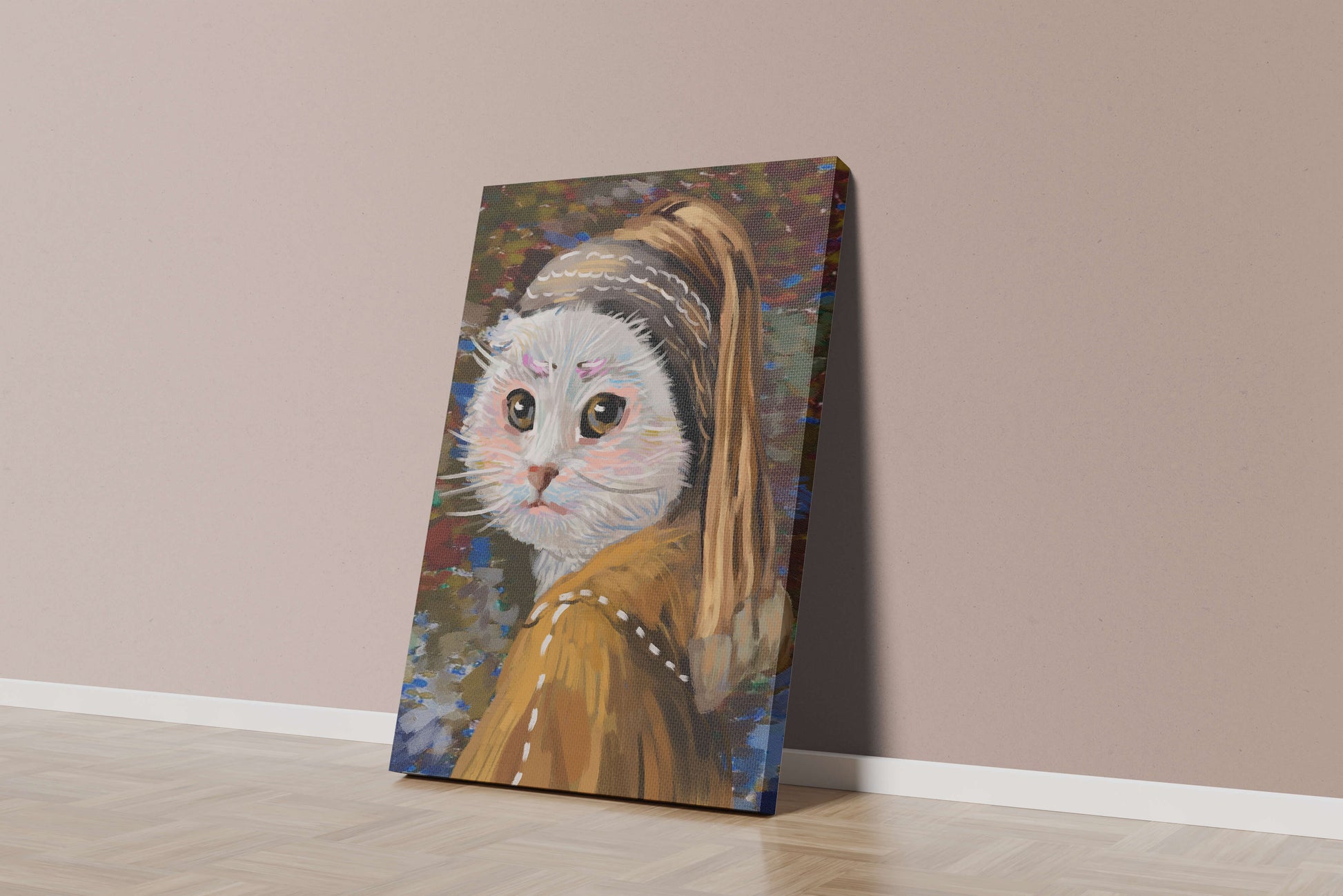 Retrato caprichoso de un gato en estilo clásico con pinceladas detalladas