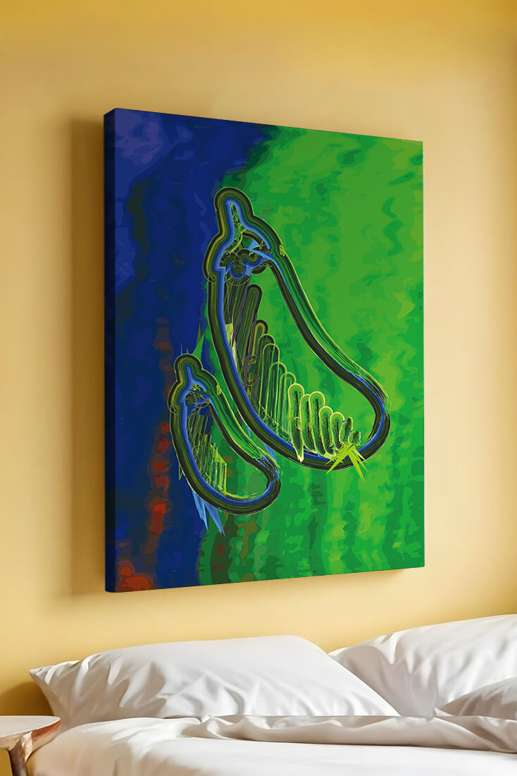 Abstract colorful artwork with vibrant shapes and lines