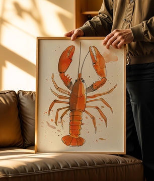 Illustrated Lobster Artwork With Splash of Colors - Mi tienda