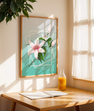 Elegant floral design with pink lilies and modern accents