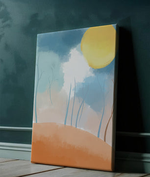 Serene Landscape with Bare Trees and Sunlit Sky