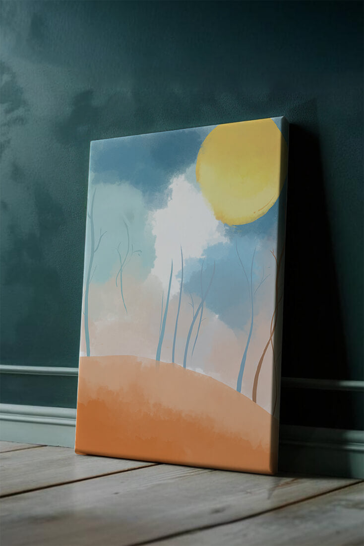 Serene Landscape with Bare Trees and Sunlit Sky