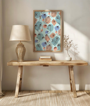 Abstract Face Line Art with Pastel Colors - Mi tienda