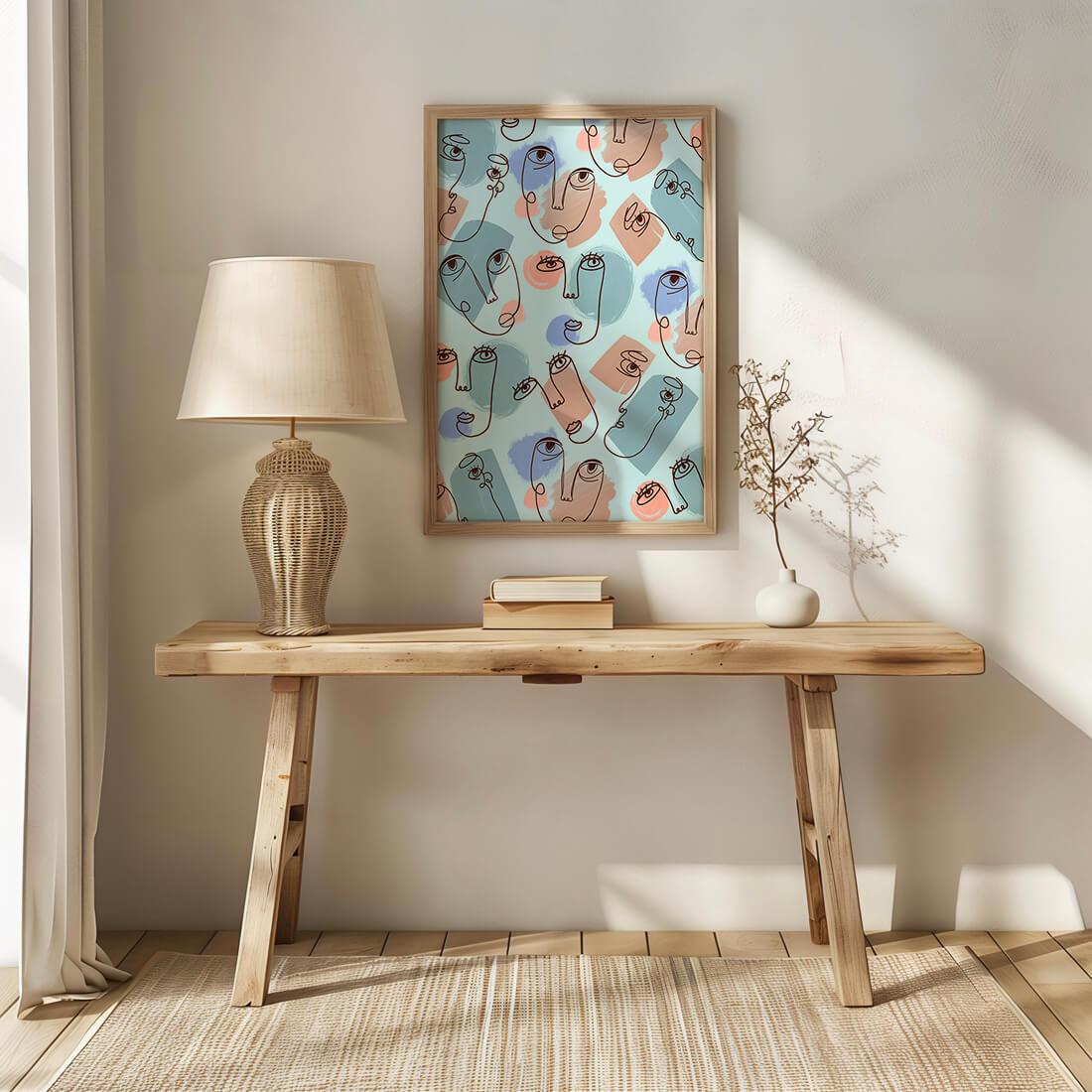 Abstract Face Line Art with Pastel Colors - Mi tienda