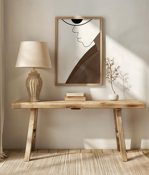 Abstract Portrait with Minimalist Lines and Brown Tones - Mi tienda