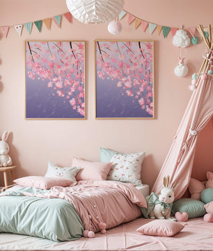 Beautiful cherry blossoms with artistic watercolor effect
