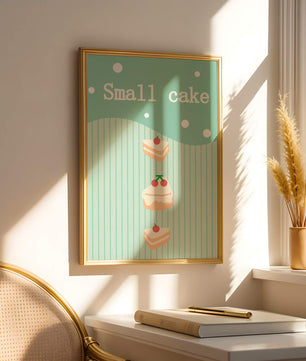 Charming illustration of small cakes with cherries