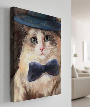 Gato encantador con traje formal, sombrero y corbata de moño