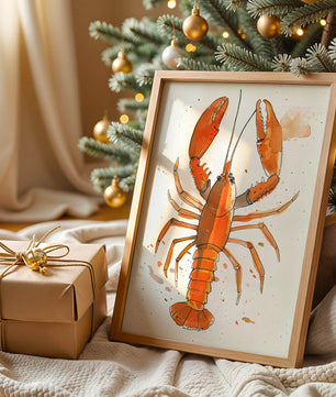 Illustrated Lobster Artwork With Splash of Colors - Mi tienda