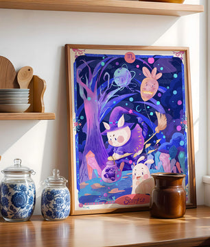 Whimsical zodiac scorpio scene with a magical theme