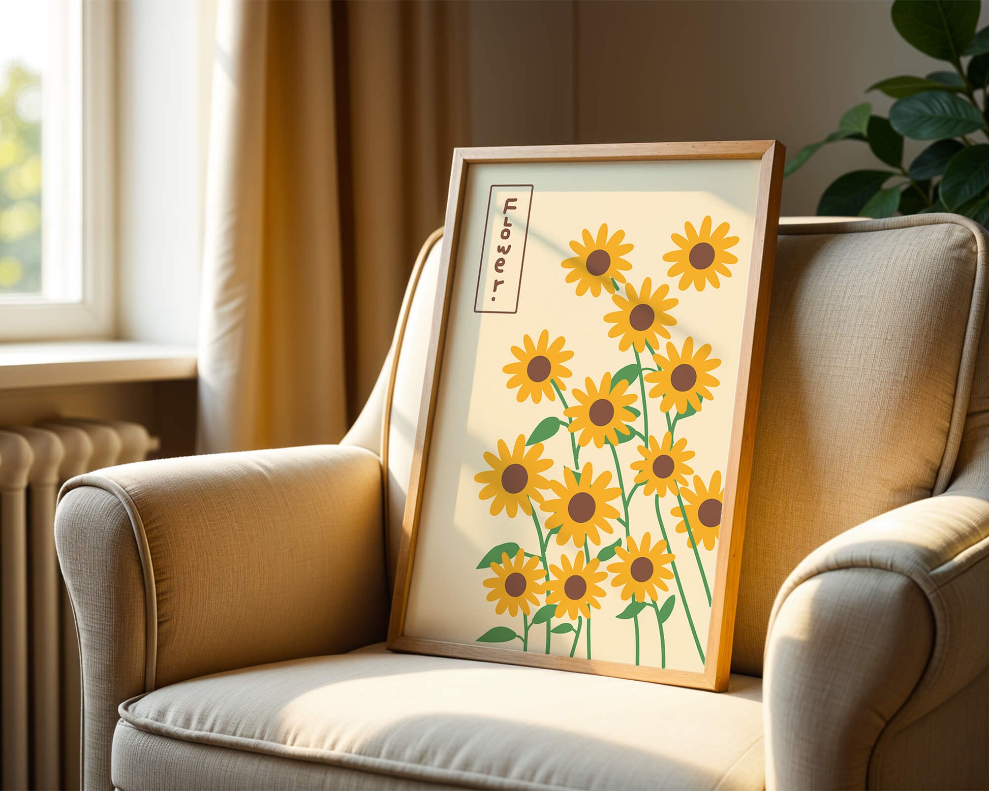Sunflower illustration on a beige background