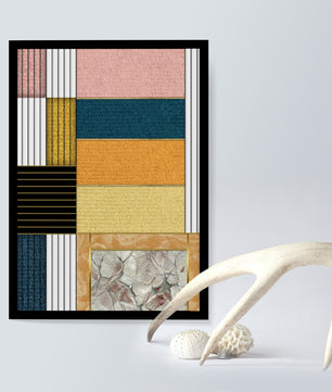 Geometric Abstract Art with Textured Blocks and Gold Accents - Mi tienda