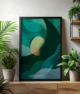 Formas fluidas abstractas verdes y azules con efecto degradado
