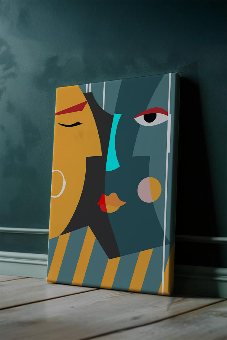 Arte geométrico abstracto con colores y formas audaces