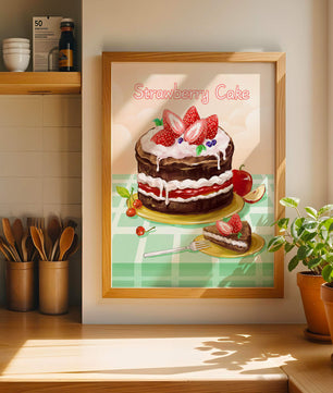 Delicioso pastel de chocolate y fresa con crema y frutas
