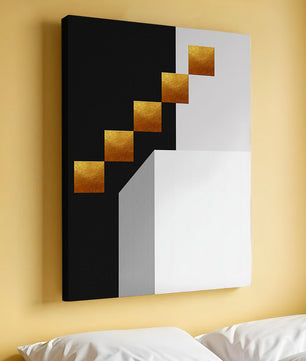 Modern abstract geometric artwork with gold accents - Mi tienda