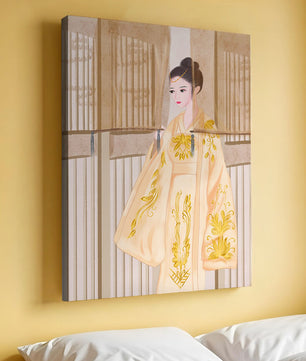 Traditional Chinese attire with gold embroidery and elegant design