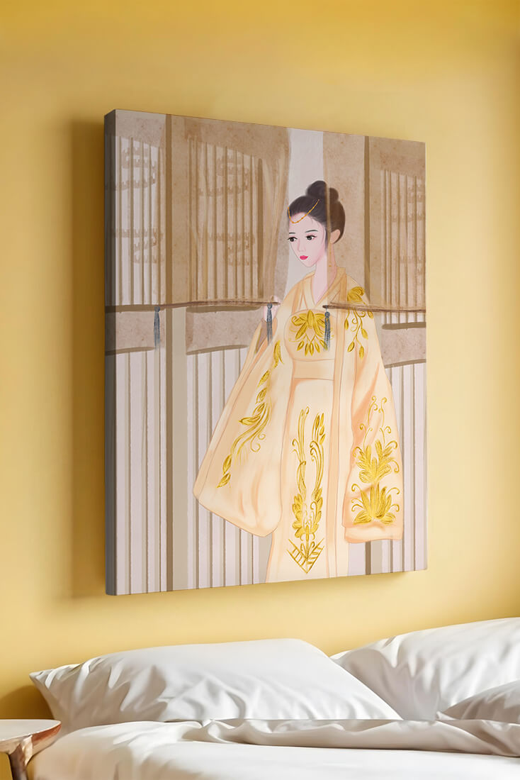 Traditional Chinese attire with gold embroidery and elegant design