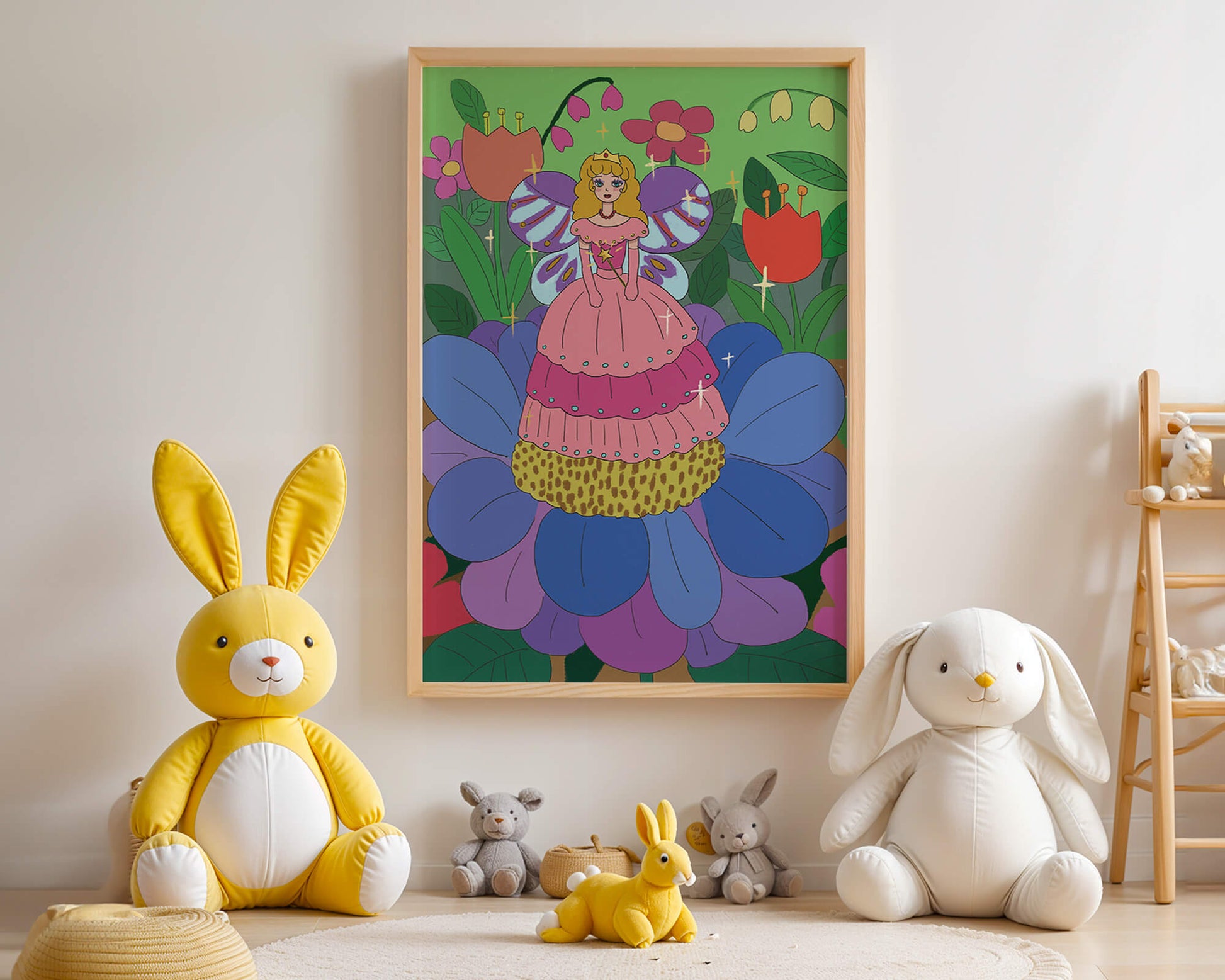 Fairy Princess in Enchanted Garden with Golden Elements