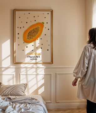 Abstract Papaya Art With Polka Dot Background - Mi tienda