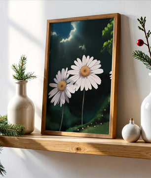 Sunlit Daisies in a Serene Landscape