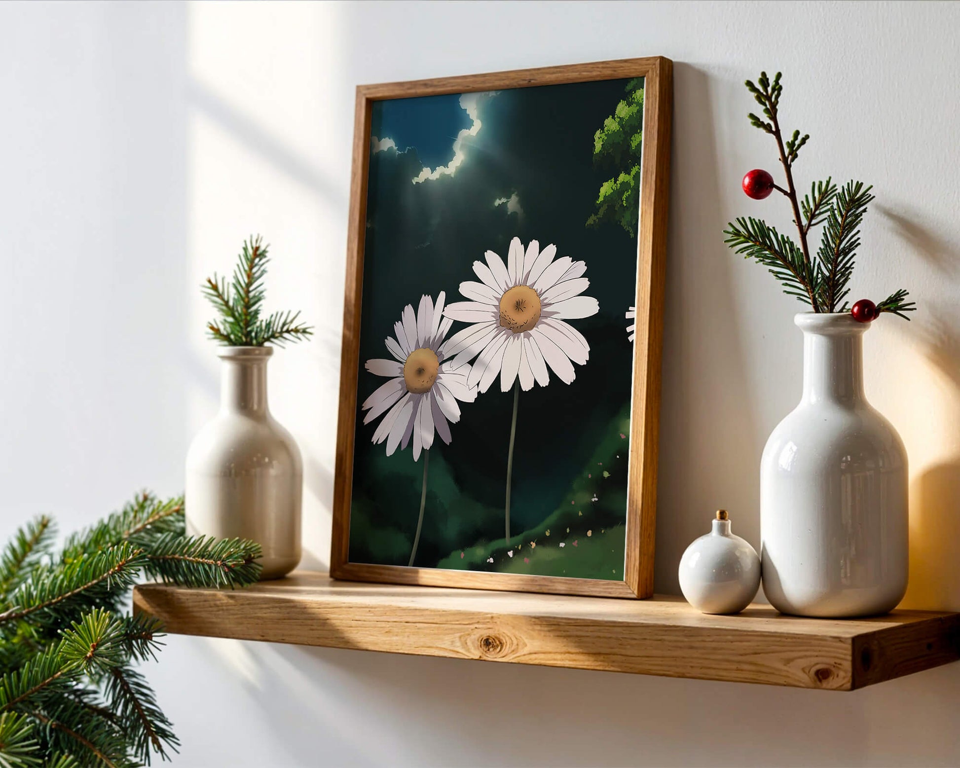 Sunlit Daisies in a Serene Landscape