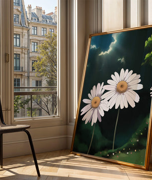 Sunlit Daisies in a Serene Landscape