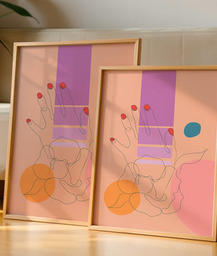 Abstract Line Art with Geometric Shapes and Hand Illustration