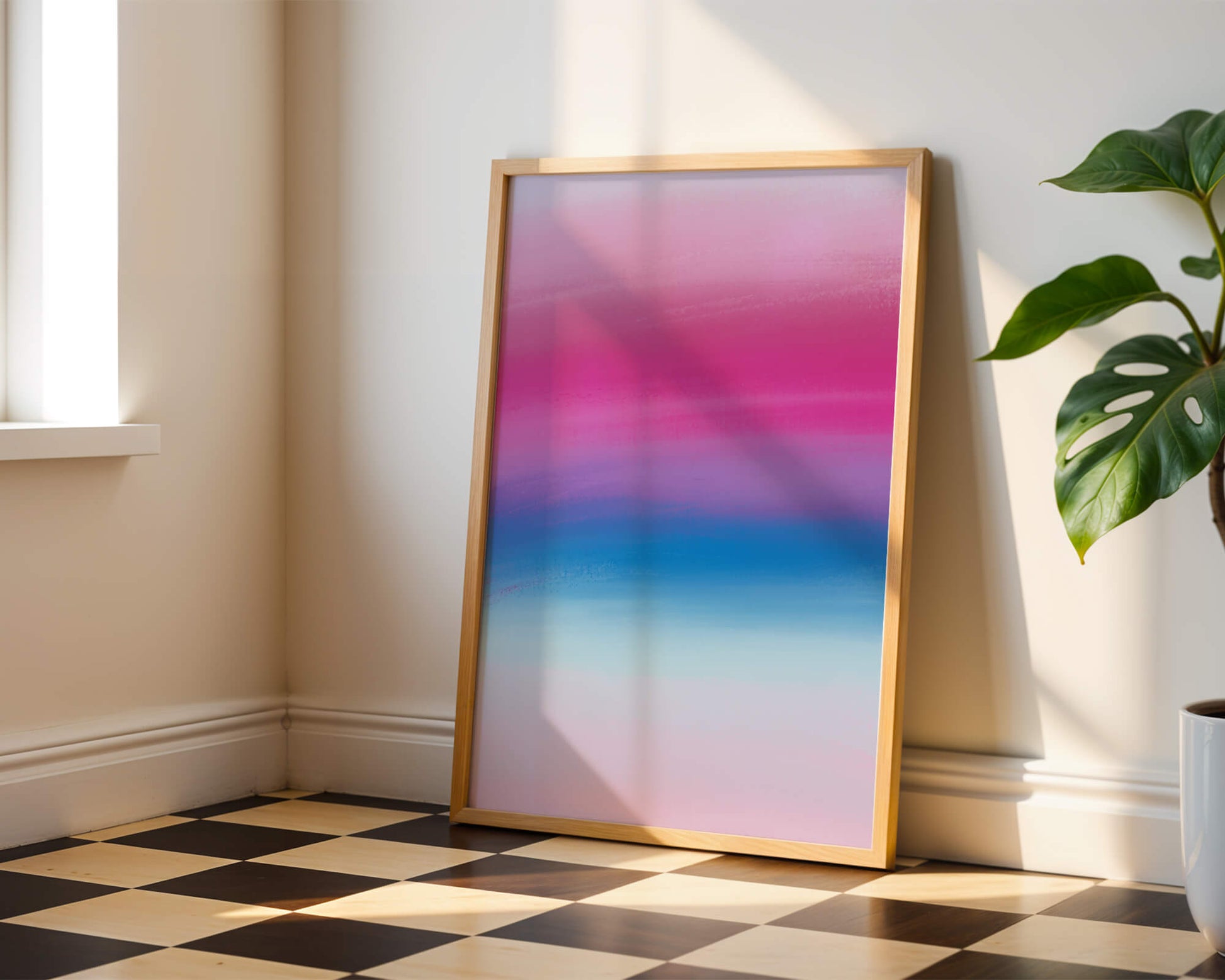 Degradado vibrante con tonos rosados y azules