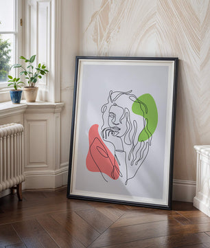 Modern Line Art Portrait With Abstract Shapes