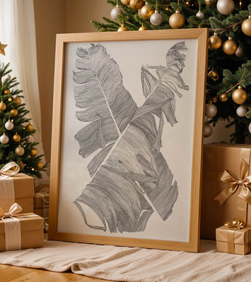 Monochrome Abstract Illustration of Overlapping Leaves