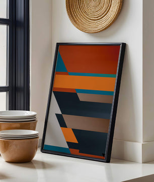 Arte abstracto geométrico con colores llamativos y formas dinámicas