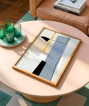 Abstrakte geometrische Kunst mit blauen und goldenen Akzenten