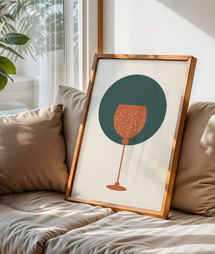 Wine Glass with Decorative Elements on Modern Minimalist Background - Mi tienda