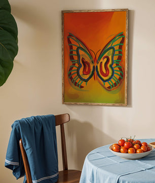 Vibrant butterfly depiction with colorful abstract background