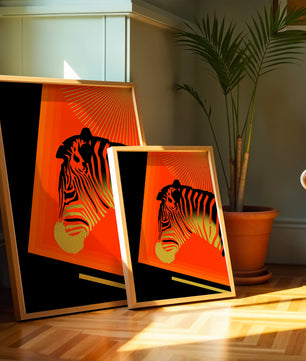 Abstract Zebra with Vibrant Colors and Golden Elements