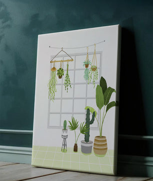 Decoración de interior con plantas colgantes y en macetas
