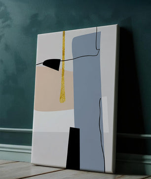 Abstrakte geometrische Kunst mit blauen und goldenen Akzenten