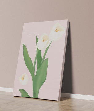 Elegant white tulips illustration on pastel background