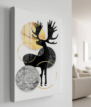Zeitgenössische Elch-Silhouette-Kunst mit goldenen Akzenten und Marmorstruktur